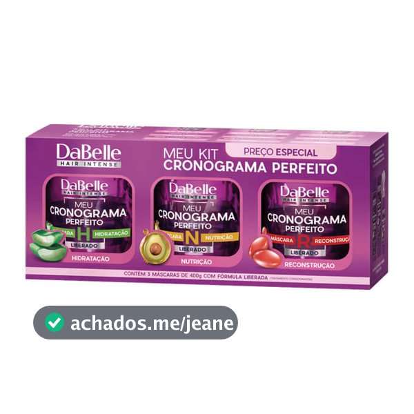 Dabelle Hair Kit Cronograma Capilar Máscara Hidratação Nutrição Reconstrução 400G 3 Máscaras