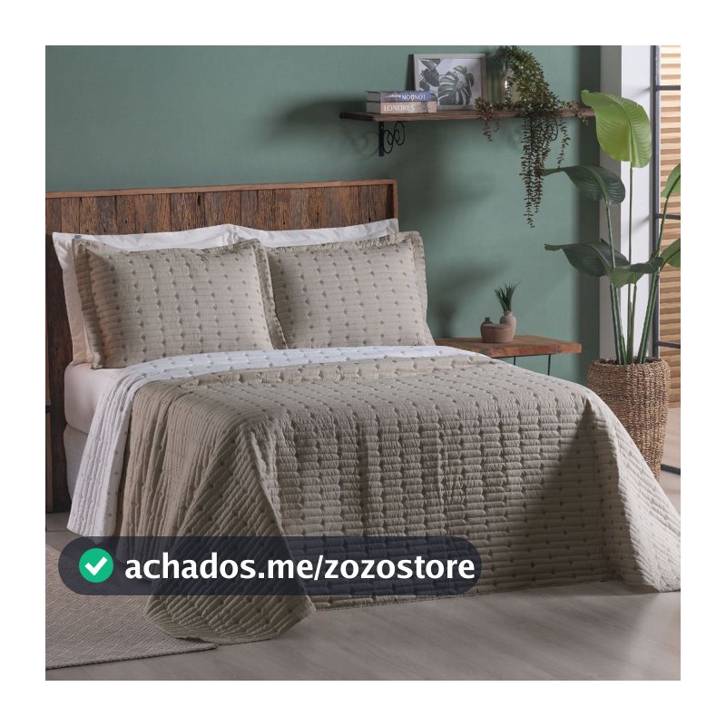 Cobre Leito Kit Colcha Percal CASAL ToqueMacio Bordado Decor