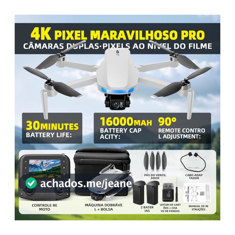 【GENAI】Drone S-X1 com GPS, tela de 4,5 polegadas com resolução 4K, drone triaxial，Duração 30 minutos,5K distância de voo