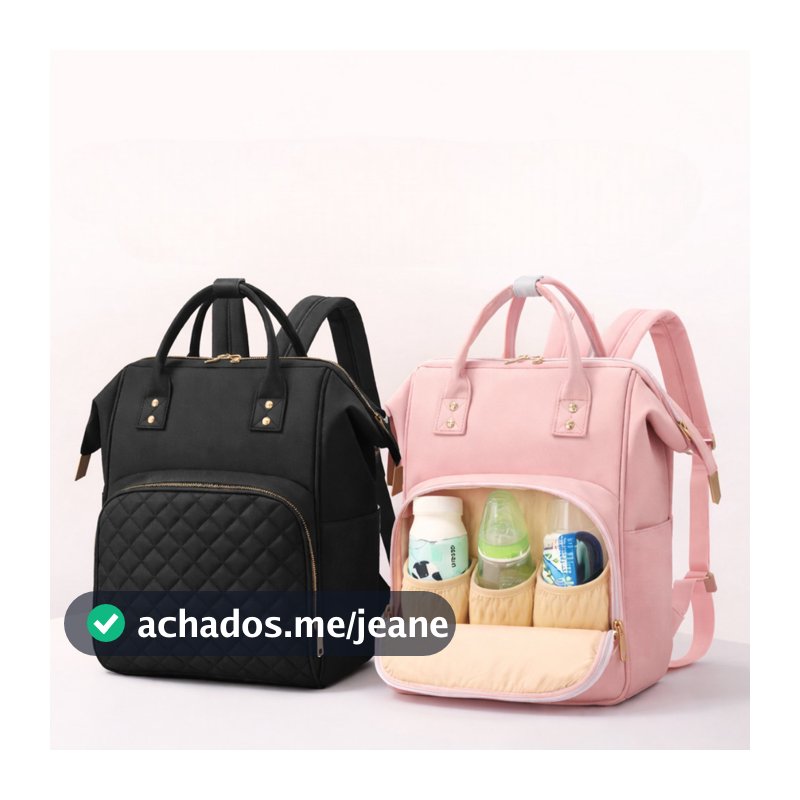 Mochila Maternidade Premium Multifuncional – Espaçosa, Elegante e Prática (Rosa ou Preta) marisa