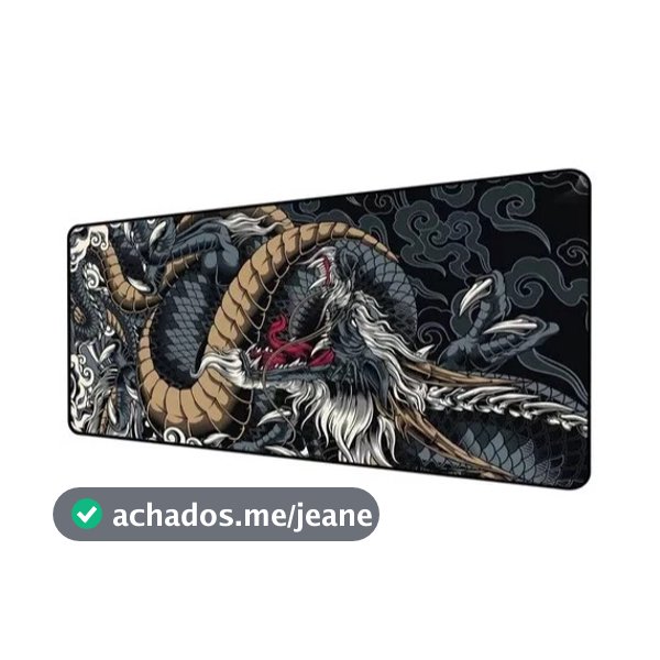Mouse Pad gamer extra grande 90x40 Dragão azul profissional cor preta