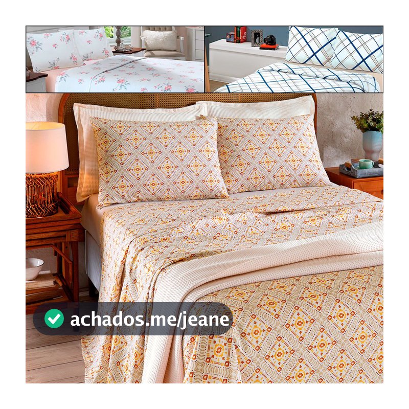 Jogo de Cama 100% Algodão Queen 4 peças Lençol com Elástico Percal 130 Fios - Dohler
