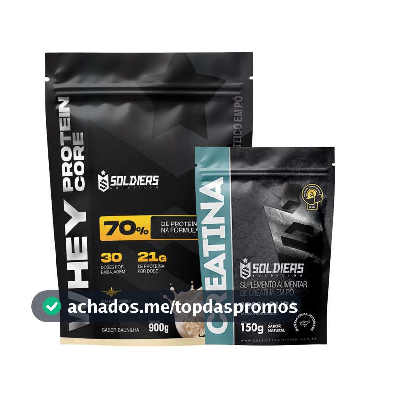 Kit: Whey Core 70% de Proteína Concentrada  900g + Creatina 150g - Soldiers Nutrition