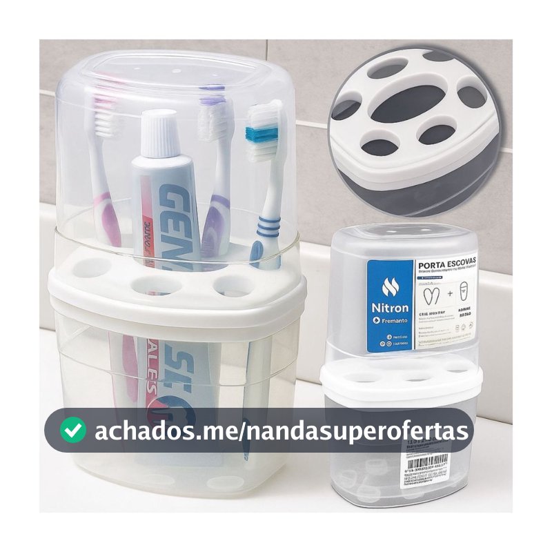 Porta Escova De Dente Com Tampa C/ 6 Divisória Plástico Coisas Para Banheiro Decoração Suporte