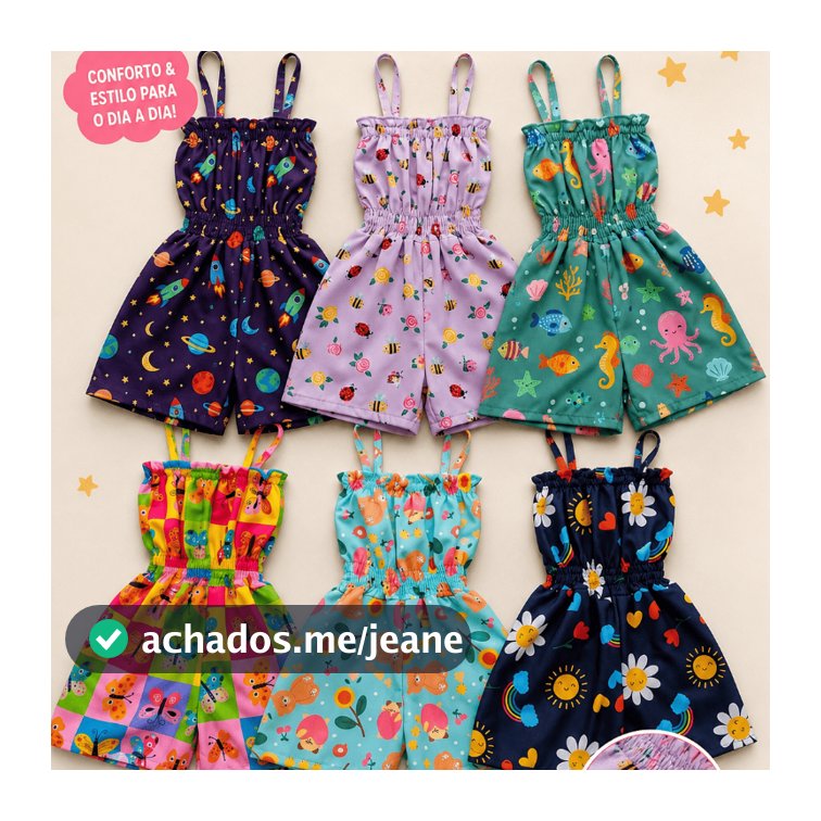 Kit Macaquinho Infantil Estampado Tamanho único 1/2 Anos