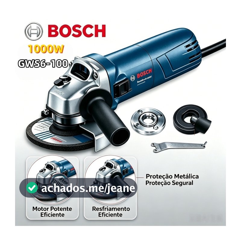 Bosch esmerilhadeira lixadeira 220V_127V GWS6-100 Esmerilhadeira Angular Profissional 1000W