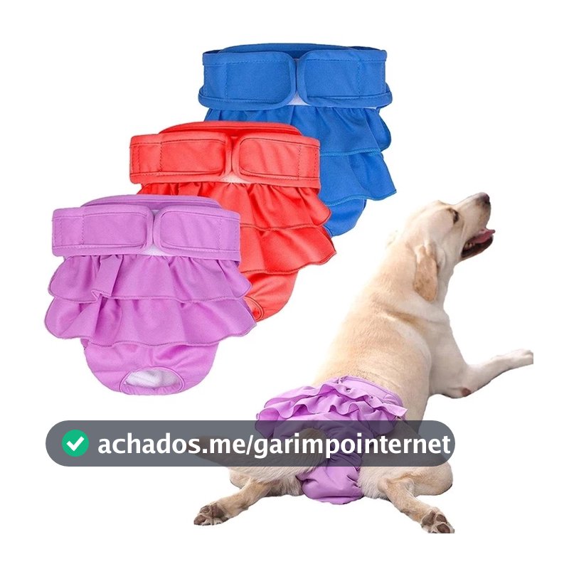 Fralda Lavável para Cachorro Fêmea Calcinha de Cio com Saia Absorvente Anti-Vazamento
