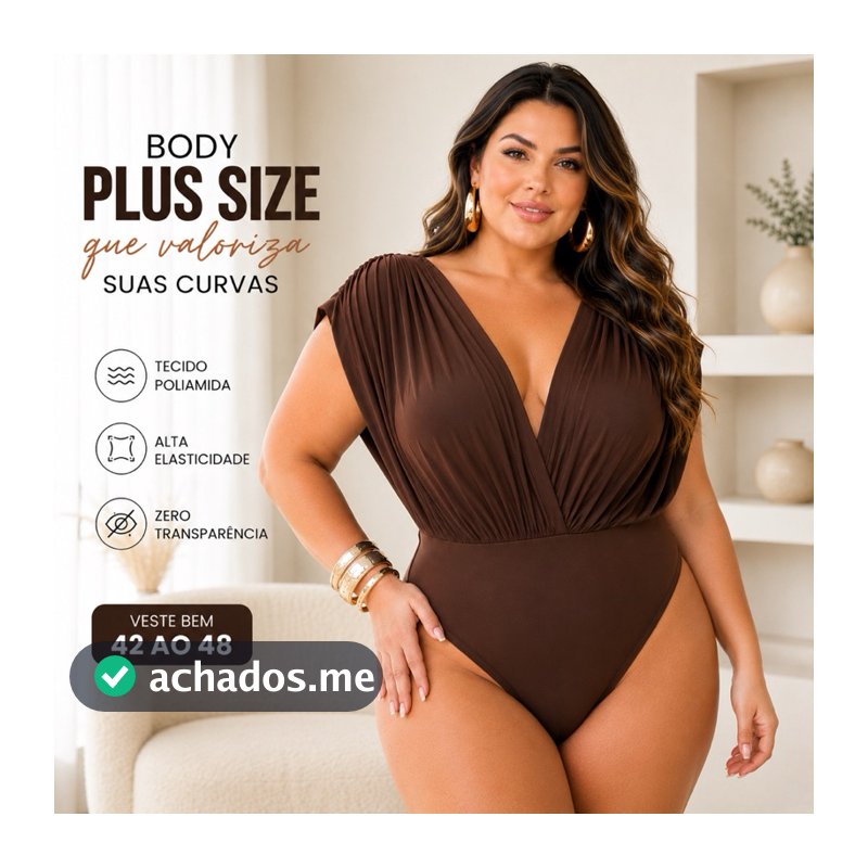 PLUS SIZE Body decotado curve verão feminino  elegante suplex transpassado estiloso sexy sensual