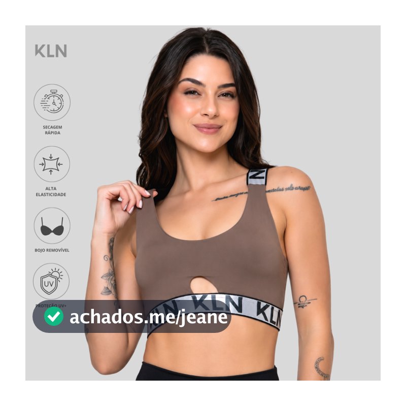 Top Fitness Feminino POLIAMIDA Entrada Bojo Alça Sustentação Zero Transparência KLN