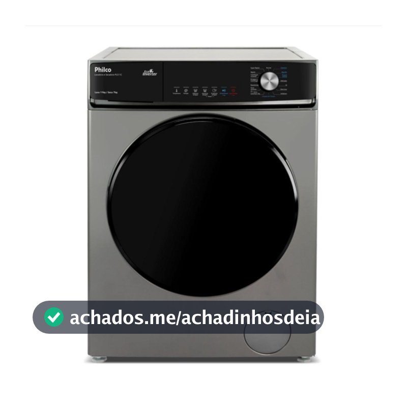 Lava e Seca Philco 16 Programas Eco Inverter 11kg Titânio PLS11C