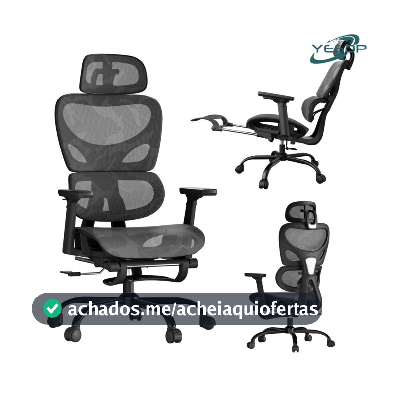 YESOP Cadeira De Escritório Ergonômica Com Apoio Lombar E De Pernas Assento Zero Gravity Cor Preto