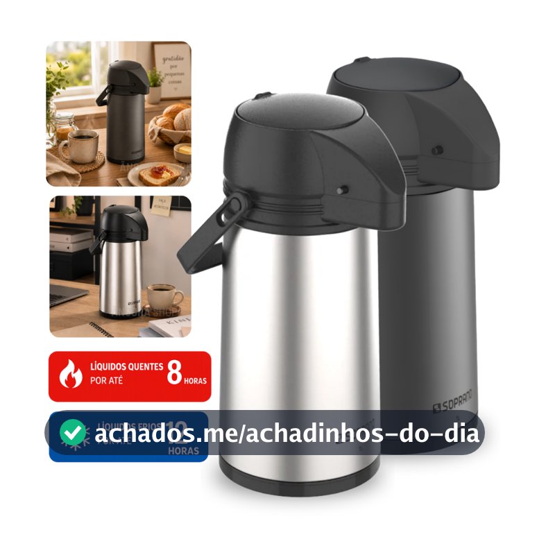 Garrafa Térmica de Café Chá Single Inox 1 Litro Conserva Quente Frio Soprano Antivazamento 1L