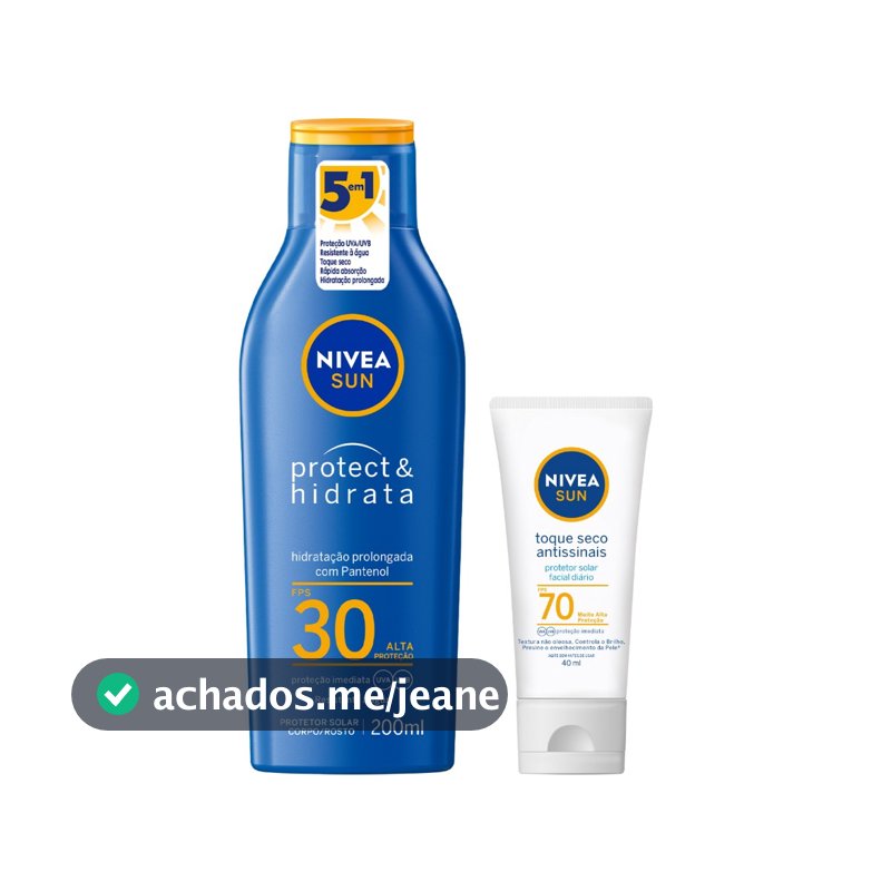NIVEA KIT SUN Protetor Solar Protect & Hidrata FPS30 200ml + NIVEA SUN Facial Toque Seco Antissinais FPS70