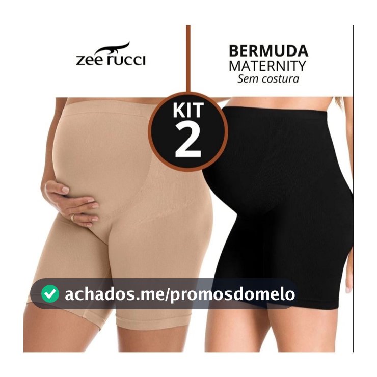 Kit 2 Peças: Bermuda Gestante Feminina Adulto Sustentável Evita Atrito Sem Compressão