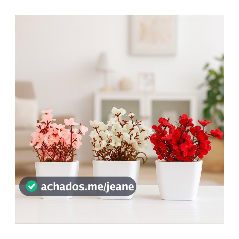 3 Mini Vasinhos Cerejeira Suculentas Cactos Flores Artificiais Decorativas  Planta Artificial Decoração