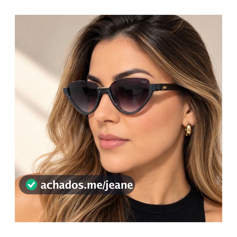 Blend Óculos de sol Feminino Gatinho Cinza haste Preta e lente Degradê Leve e Delicado acompanha Case da Marca