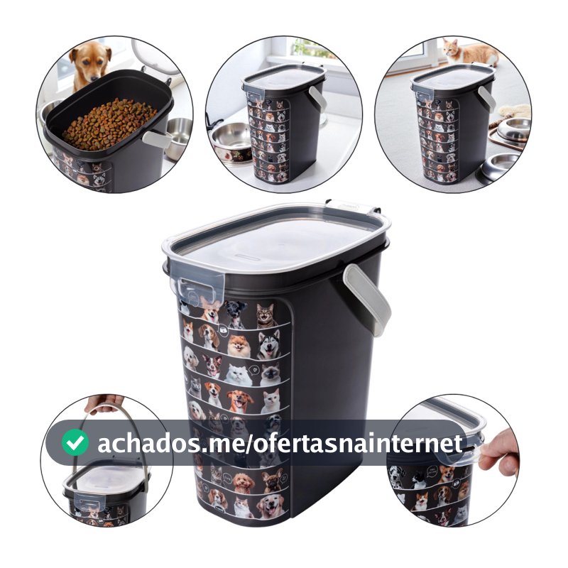 Porta Ração 8,5 Litros Tampa Hermética Colher Dosadora Cães Gatos