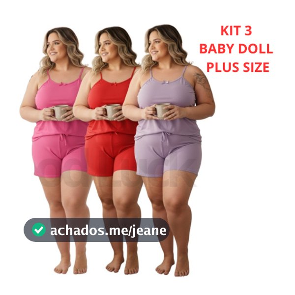 Kit Pijama Feminino Baby Doll Short Doll Plus Size Super Fresquinho Moda Feminina Atacado