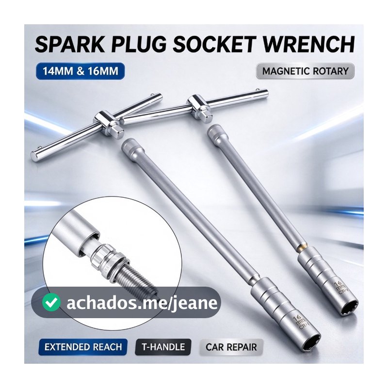 Chave De Soquete De Vela De Ignição Giratória Magnética De Uma Peça , Barra De Extensão Extra Longa De 14 Mm E 16 Para R