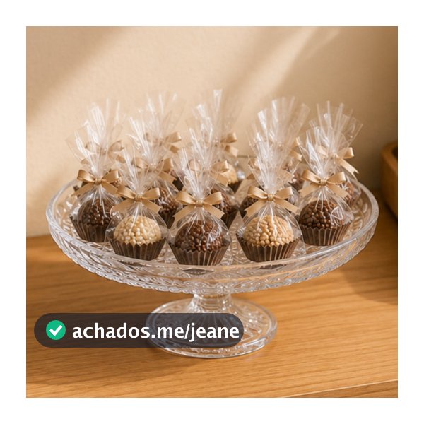 Doceira Luxo Lapidada 19cm em Acrílico Boleira para Bolos Doces Cupcakes Mesa Posta Festa