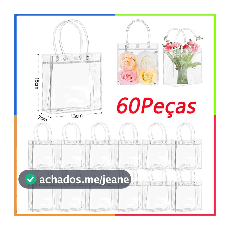 60 peças conjunto de saco de presente portátil transparente --15x13x7cm