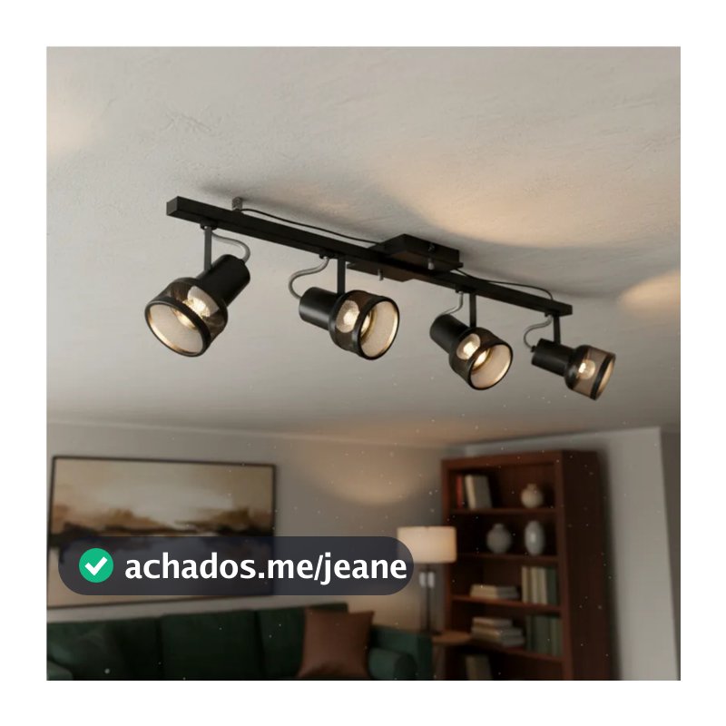 Luminária Spot Trilho 4 Lâmpadas Lustre em Almínio Bocal E27 Porcelana 110/220 Volts 100 W