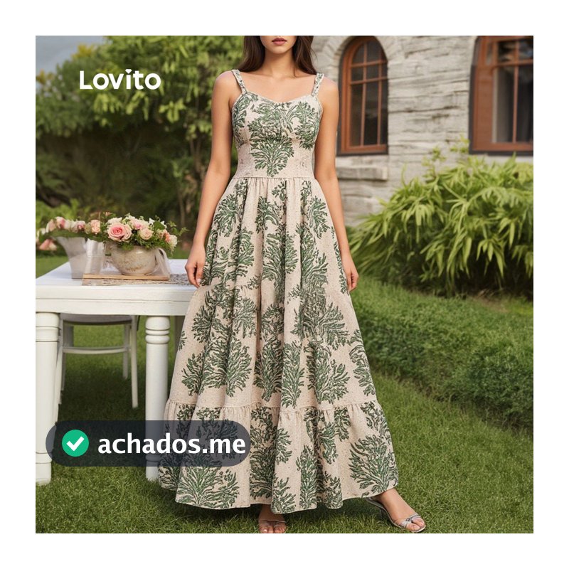 Lovito Longo Férias Vestido Floral de Festa Feminino Primavera/Verão LK2LD415