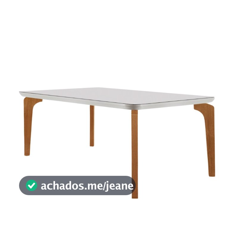 Mesa Sala de Jantar Liz 180cm Em MDF e Vidro Com Canto Copo