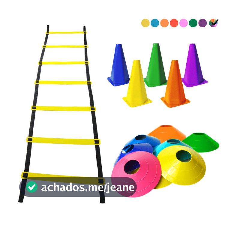 Kit Funcional Agilidade  5 Chapéus + 5 Cones e Escada