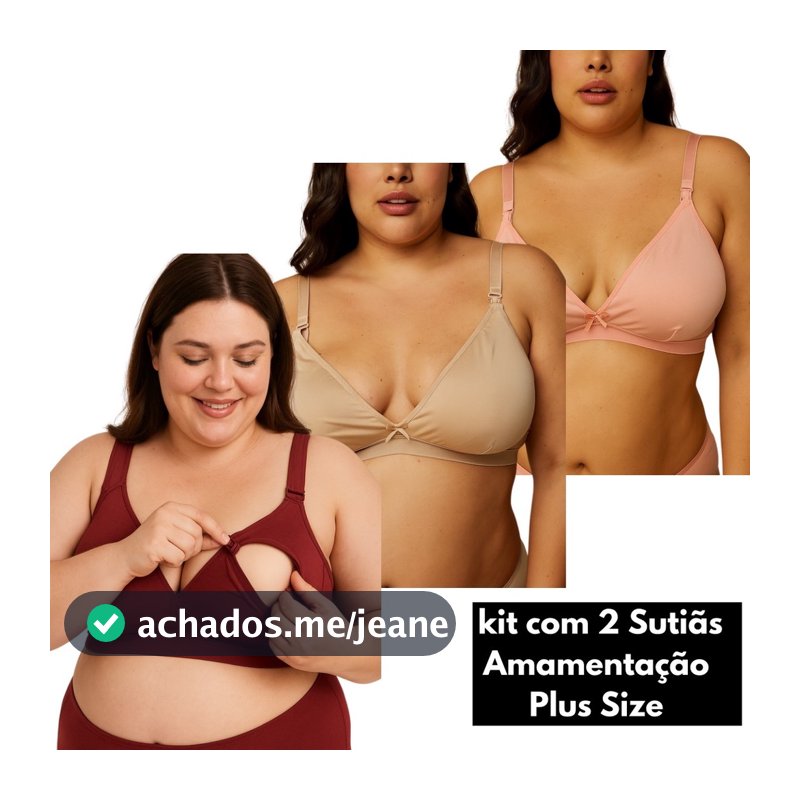 Kit 2 Sutiã Amamentação Plus Size do 38 ao 52