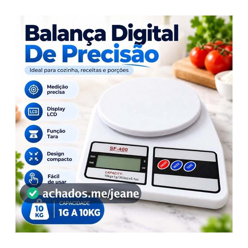Balança Digital de Precisão 10kg Cozinha Dieta Fitness Confeitaria Nutrição Profissional