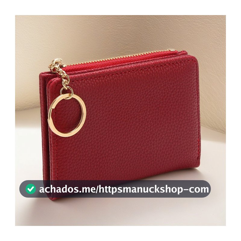 Carteira Curta Cor Sólida Vintage , Porta Moedas Bifold Portátil Cartões De Crédito Feminino ld60