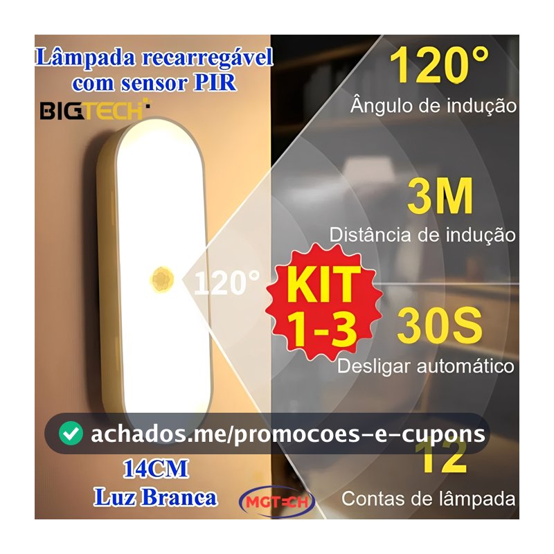 Luminárias Lâmpada Com Sensor De Presença E Movimento Luz Noturna Branca Inteligente Sem Fio Recarregável Para Quarto