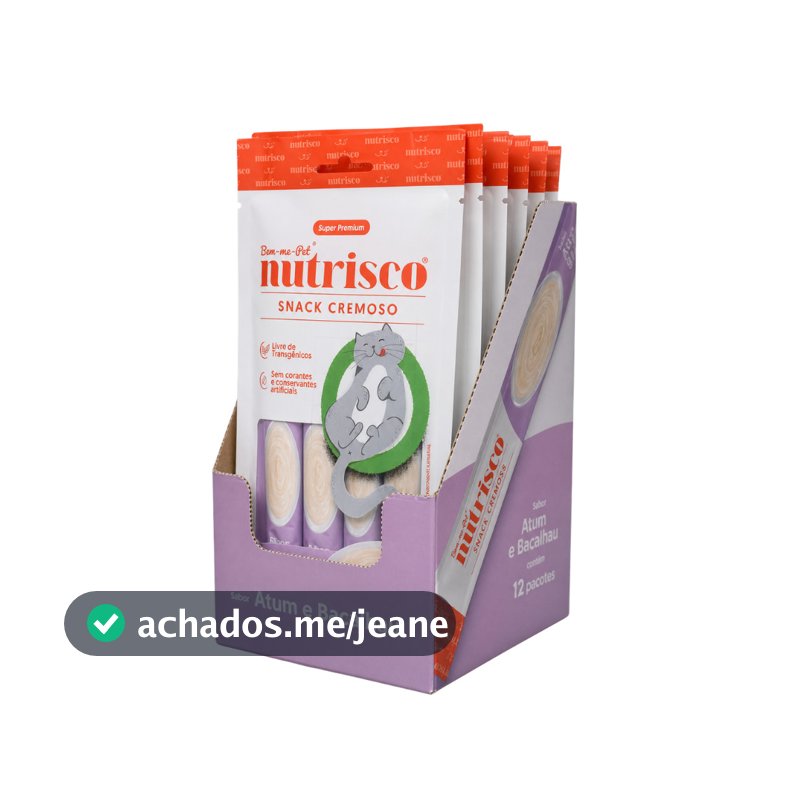 Caixa de Petisco para Gatos Snack Cremoso Nutrisco Sabor Atum e Bacalhau - 48 sachês