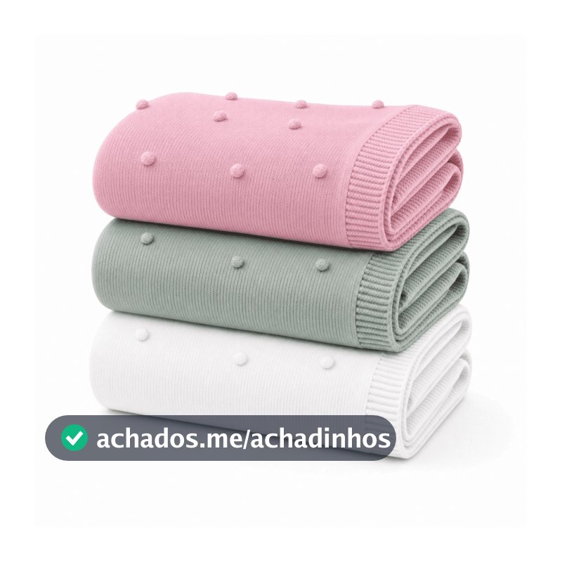 Kit 3 Cobertor de Bebê Tricô Manta Saída Maternidade Quentinha Bolinha Pipoquinha Unissex Menino Menina Presente