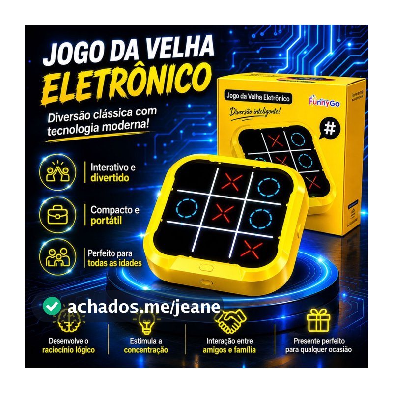 Jogo Da Velha Digital Eletrônico 4 Em 1 Recarregável Usb Led Educativo Interativo Portátil Memoria