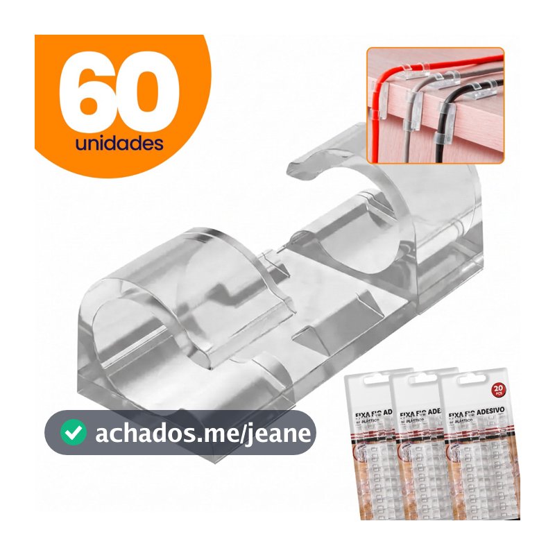 Kit Passa Fio Adesivo Organizador de Cabos para Mesa e Parede