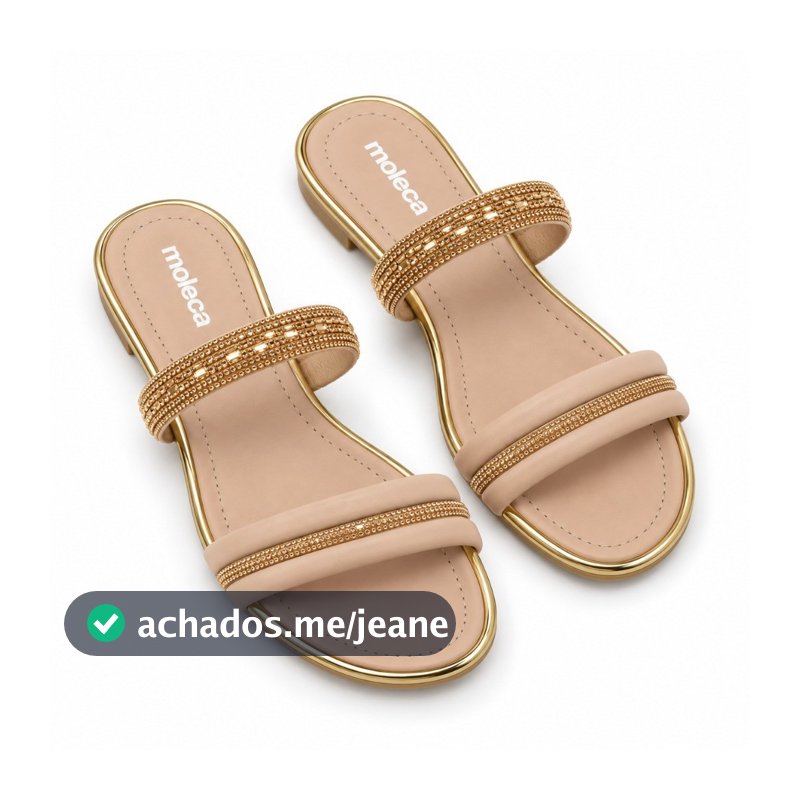 Sandália Moleca Feminina Rasteira Strass Brilho Confortável Original Tiras Strass