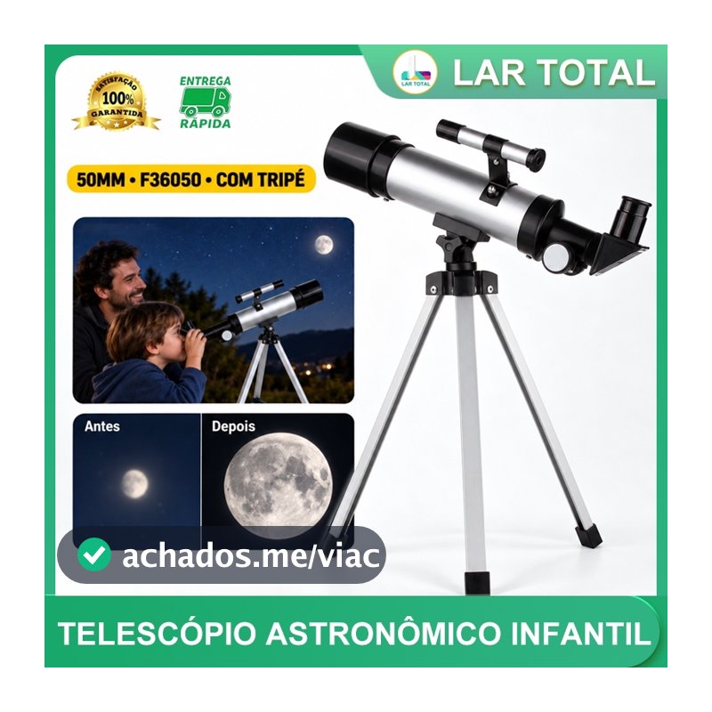 F36050 Telescópio Astronômico com tripé e buscador, presente infantil para amantes de astronomia