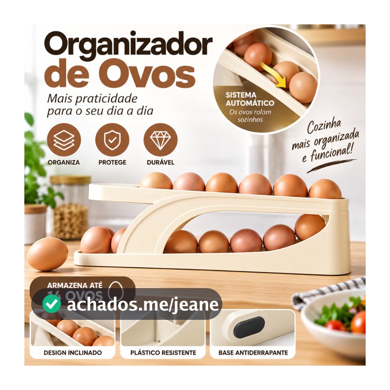 Porta Ovos Suporte 2 Andares Rolante Para 15 Ovo Dispenser Armazenamento Organizador de Geladeira ES