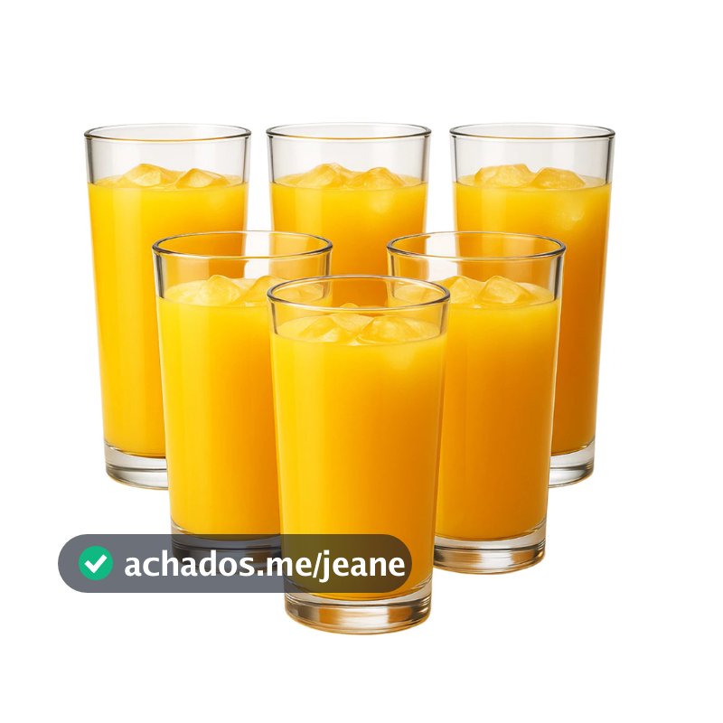CONJUNTO 6 COPOS EM VIDRO LONG DRINK 255ML BEBIDAS SUCOS E REFRIGERANTES