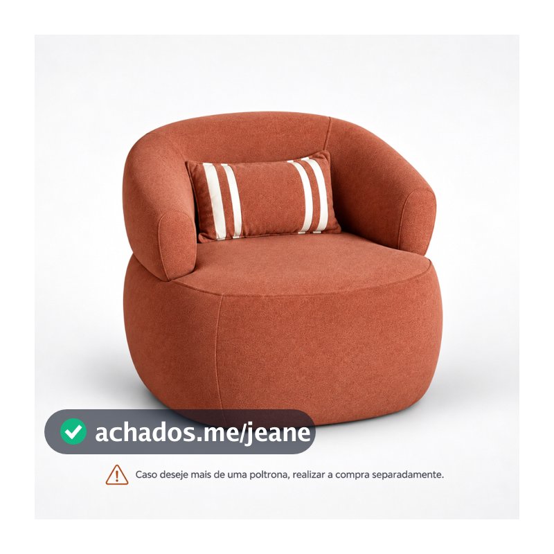 Poltrona Serena Modelo Orgânico Tecido Bouclê Almofada Sofisticada Confortável para Sala de Estar Diversas Cores - AV