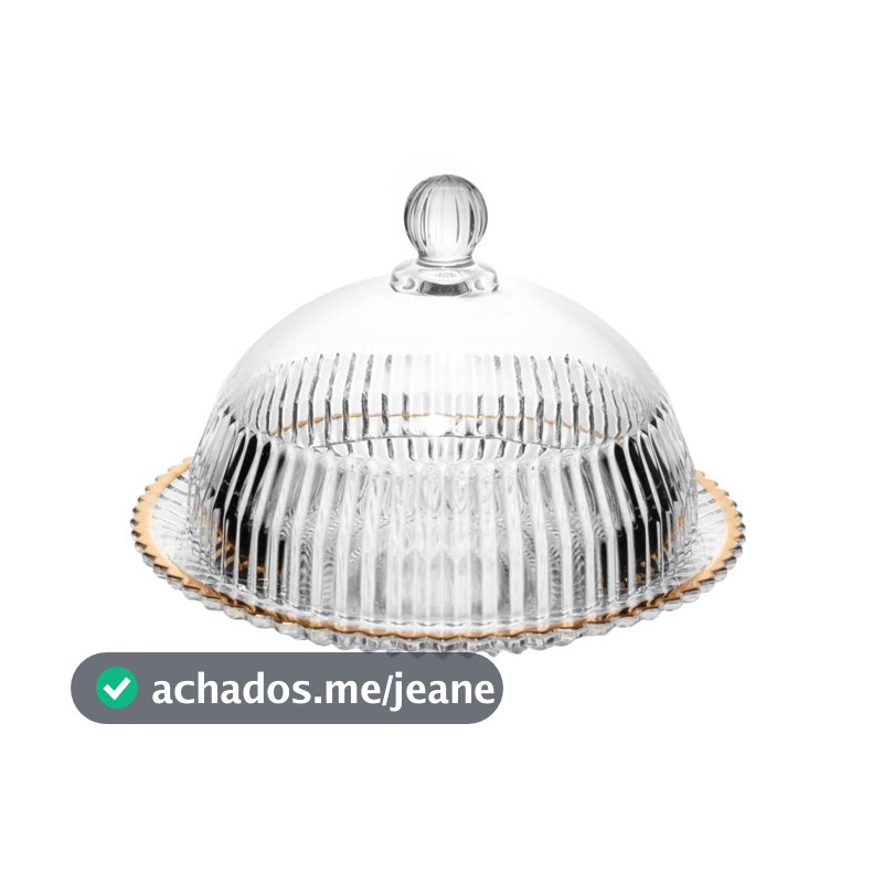 Queijeira Imperatriz de Cristal Fio de Ouro 20cm - Wolff