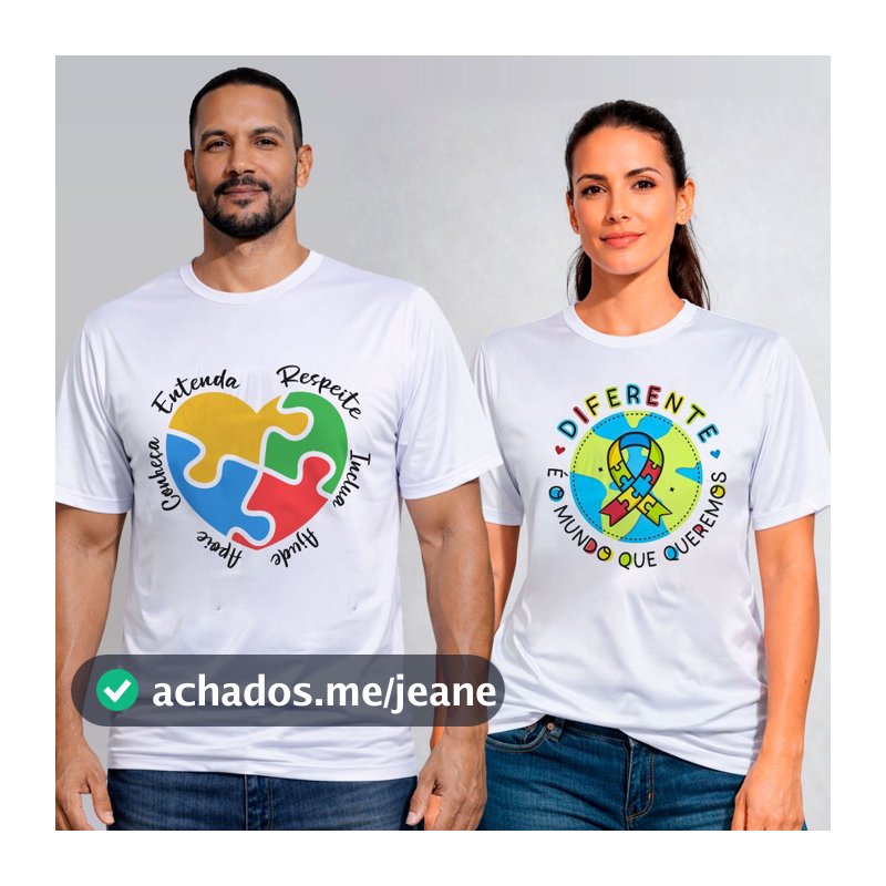 Camiseta de Manga Unissex Básica Autismo Inclusão TEA e Chaveiro
