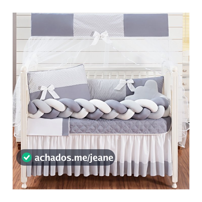 Kit Berço Doce De Bebe Chevron Varias Cores Trançado 11 Peças Padrão Americano