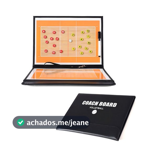 Prancheta Volei Tatica Magnetica Portatil Treinador Tecnico Cor Preto de couro dobrável