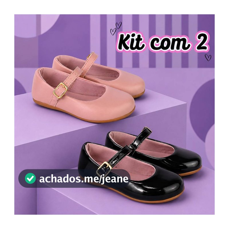 Kit 2 Pares Sapatilha infantil menina boneca confortavel festa batizado feminino