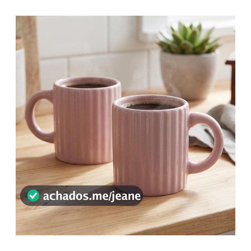 Kit 2 Canecas Cerâmica 90ml Rosa Bebê Para Café Expresso Xícara Pequena Alça Design Moderno