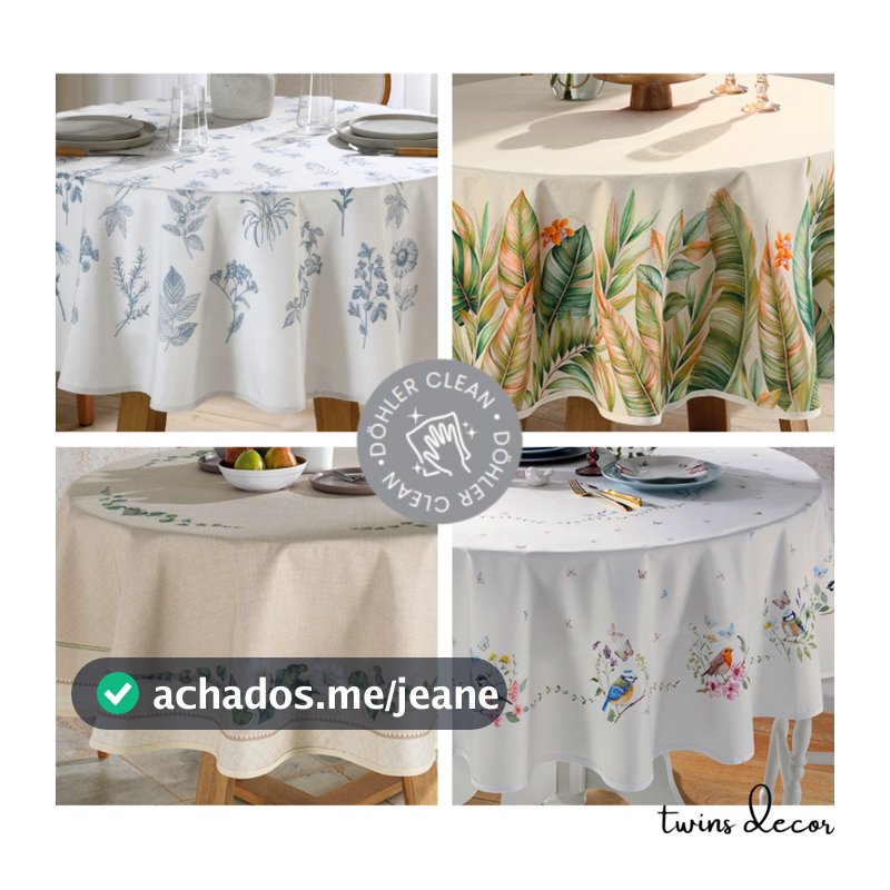 Toalha De Mesa Redonda 6 A 8 Lugares 1,80 m Dohler Clean Limpa Fácil Estampa Digital Renova