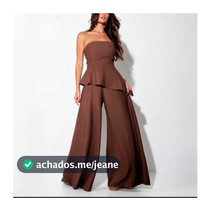 Conjunto Elegante Calça Pantalona e Blusa marrant Peplum Assimétrica Moda Festa Casual Chic